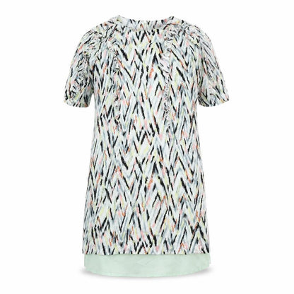 Warehouse Womens Multicoloured Geometric Viscose Sheath Size 10 Round Neck Zip