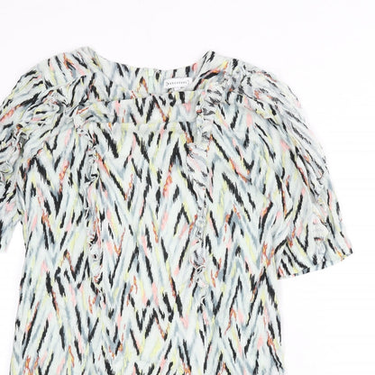 Warehouse Womens Multicoloured Geometric Viscose Sheath Size 10 Round Neck Zip
