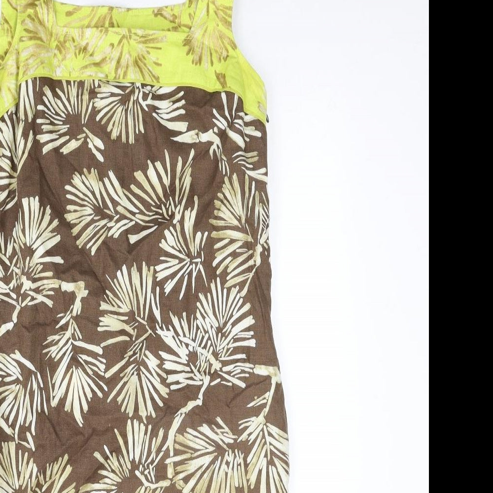 Fenn Wright Manson Womens Multicoloured Geometric Linen Sheath Size 10 Square Neck Zip