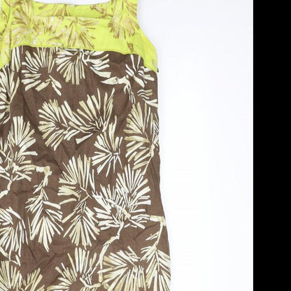 Fenn Wright Manson Womens Multicoloured Geometric Linen Sheath Size 10 Square Neck Zip