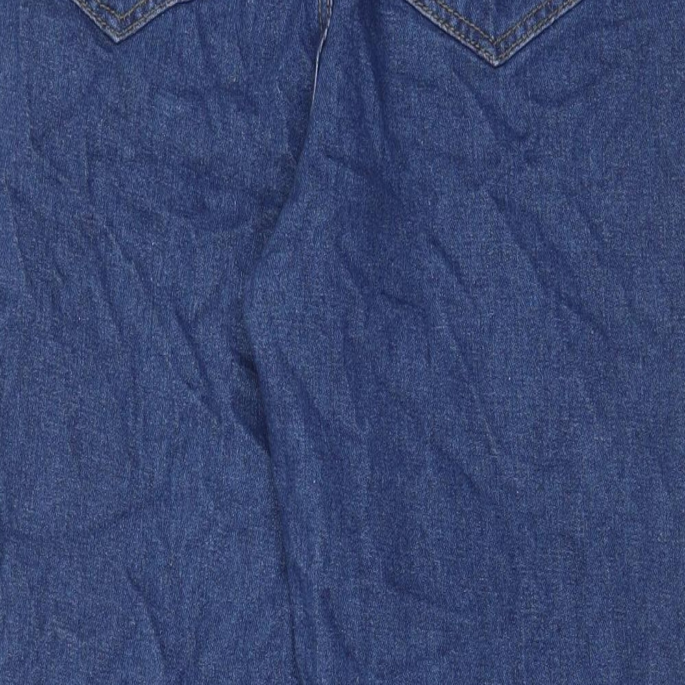 Boohoo Womens Blue Cotton Mom Jeans Size 12 L29 in Regular Zip - Pockets, Belt Loops