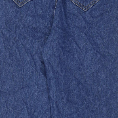 Boohoo Womens Blue Cotton Mom Jeans Size 12 L29 in Regular Zip - Pockets, Belt Loops