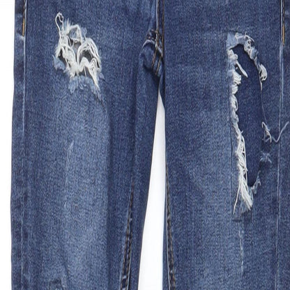 New Look Girls Blue Cotton Skinny Jeans Size 9 Years L23 in Regular Zip - Pockets, Belt Loops