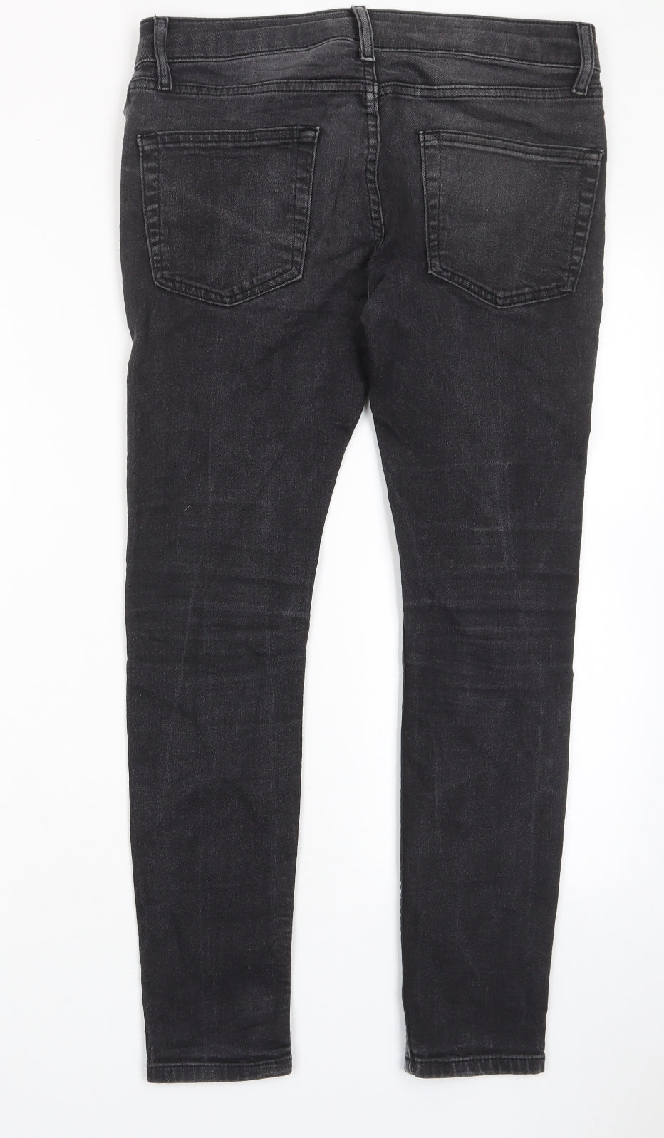 Topshop Womens Grey Cotton Skinny Jeans Size 32 in L30 in Regular Zip - Pockets, Belt Loops