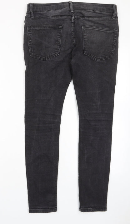 Topshop Womens Grey Cotton Skinny Jeans Size 32 in L30 in Regular Zip - Pockets, Belt Loops