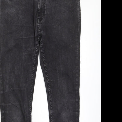 Topshop Womens Grey Cotton Skinny Jeans Size 32 in L30 in Regular Zip - Pockets, Belt Loops