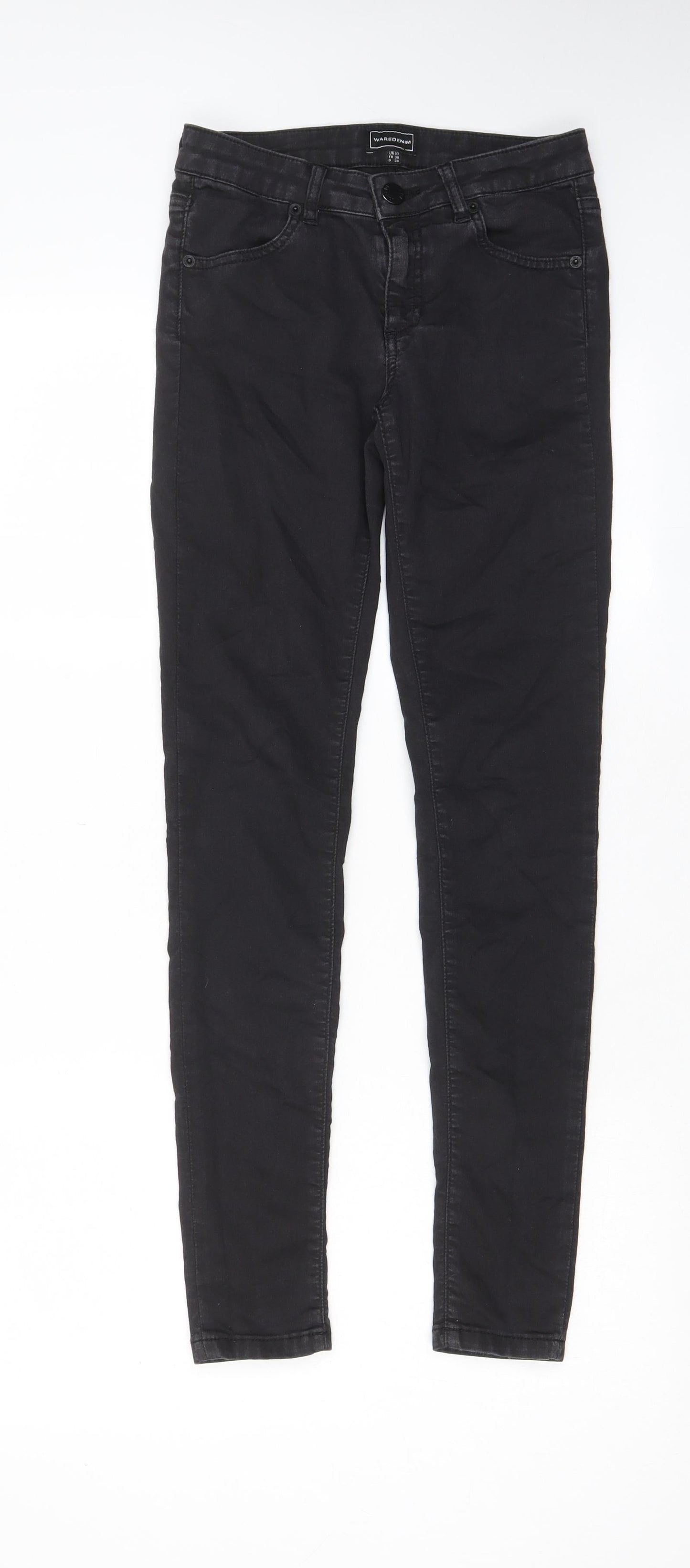 Womens UK Size 10 Warehouse Regular Fit Skinny Black Jeans