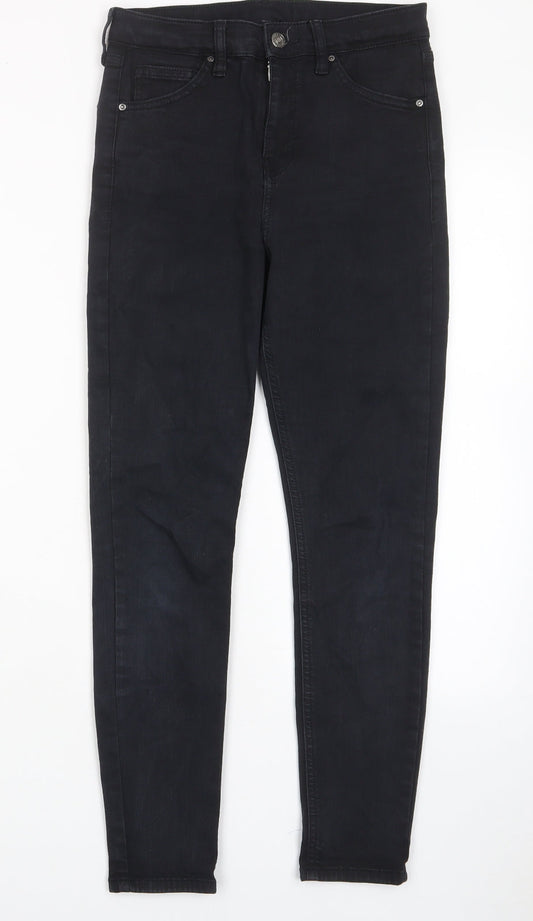 Topshop Womens Black Cotton Skinny Jeans Size 28 in L30 in Regular Zip - Pockets, Belt Loops
