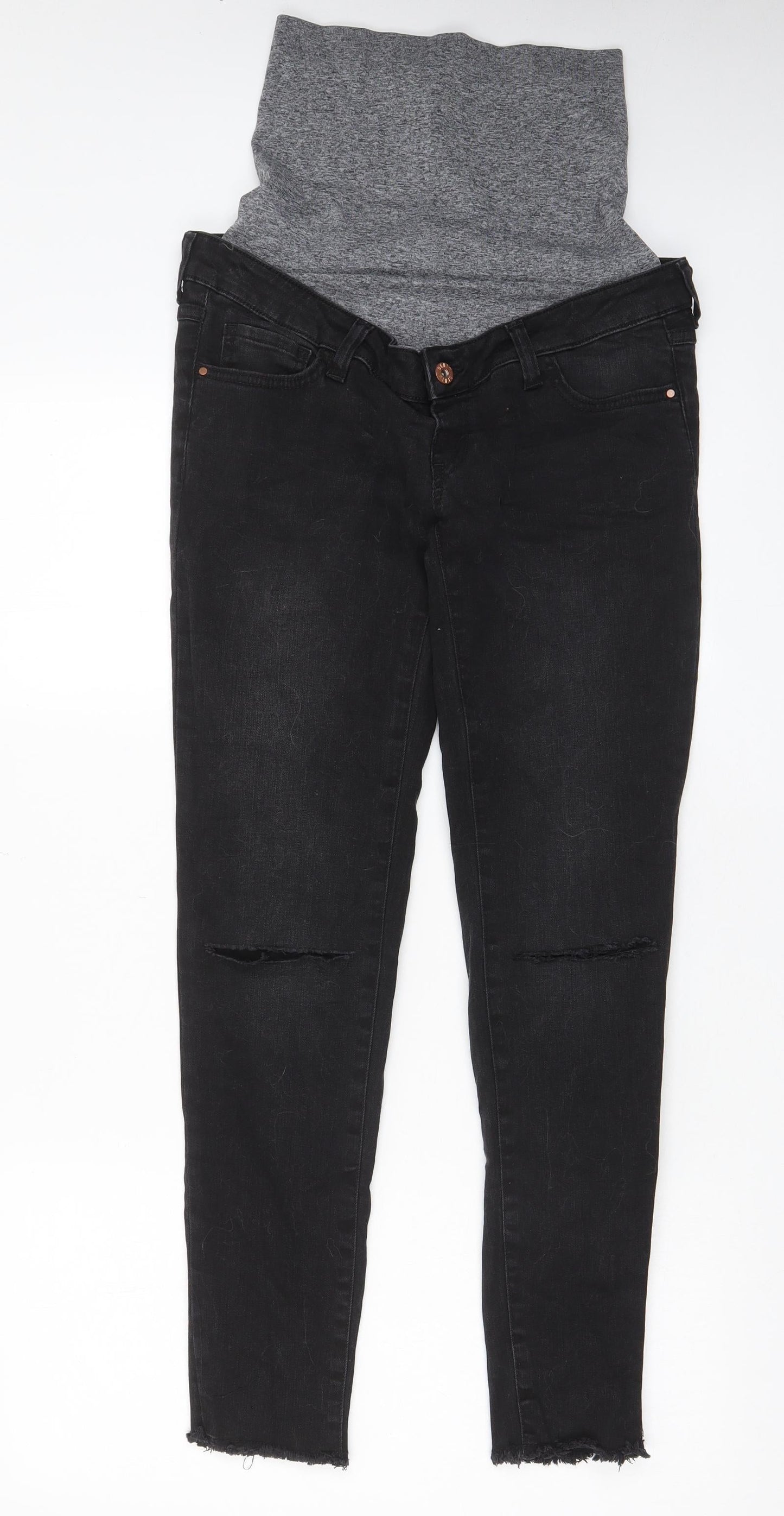 Blooming Marvellous Womens Black Cotton Skinny Jeans Size 10 L28 in Regular Zip - Pockets, Belt Loops