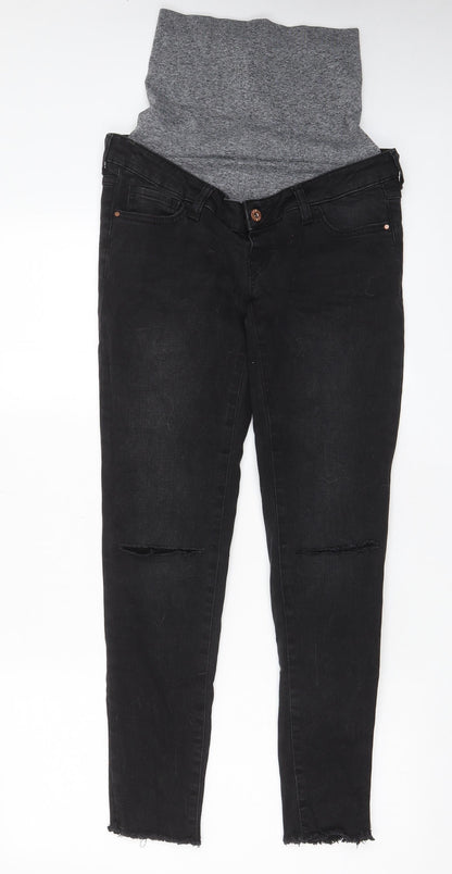 Blooming Marvellous Womens Black Cotton Skinny Jeans Size 10 L28 in Regular Zip - Pockets, Belt Loops