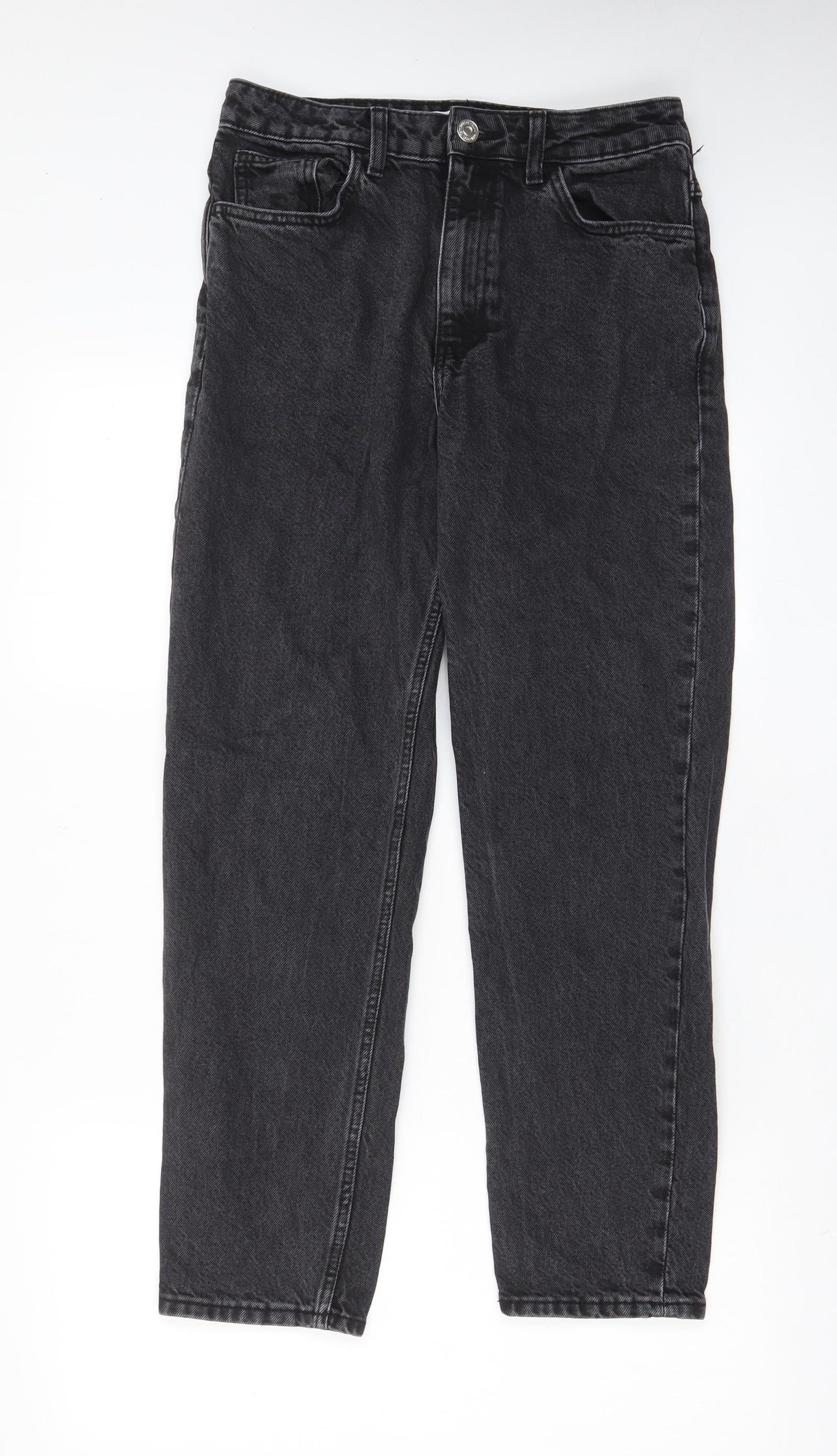 Womens UK Size 8 Mango Regular Fit Mom Black Jeans
