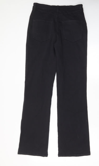 Dolorse Womens Black Cotton Straight Jeans Size 12 L32 in Regular Zip - Pockets, Belt Loops