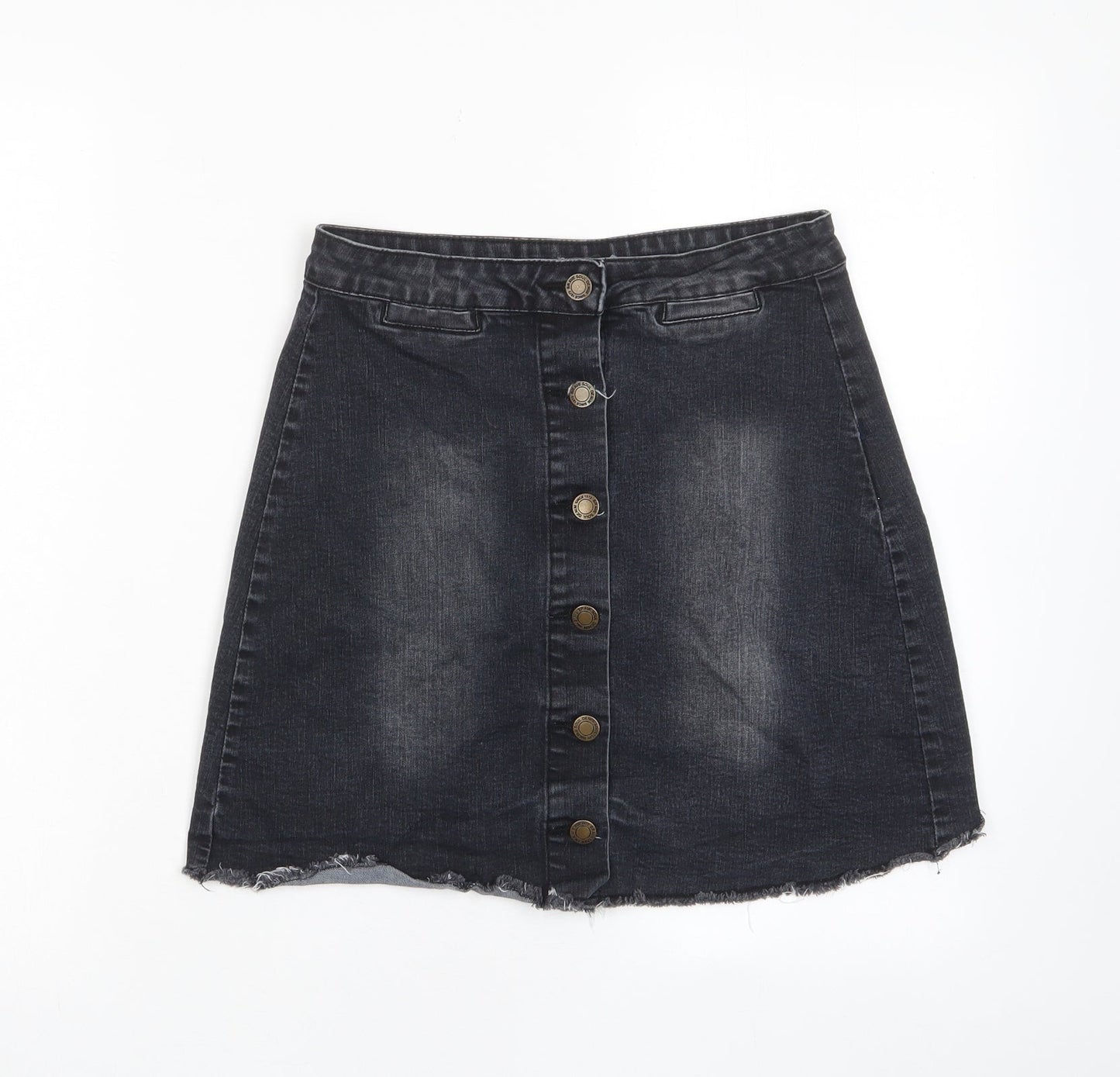 Brave Soul Womens Red Cotton A-Line Skirt Size 10 Button