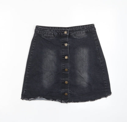 Brave Soul Womens Red Cotton A-Line Skirt Size 10 Button