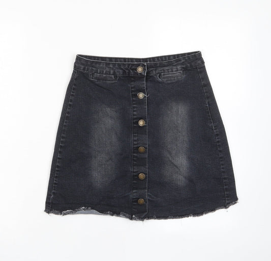 Brave Soul Womens Red Cotton A-Line Skirt Size 10 Button