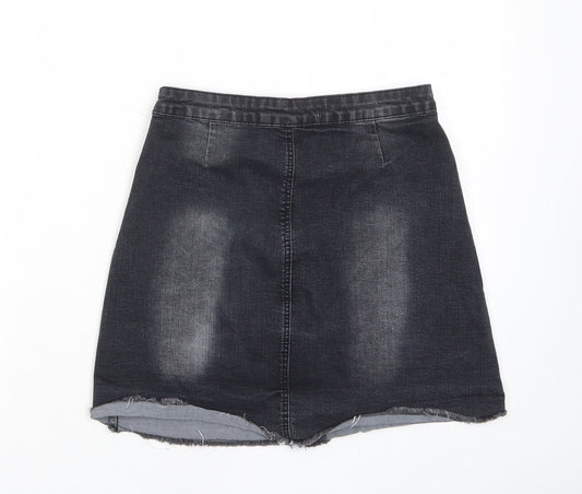 Brave Soul Womens Red Cotton A-Line Skirt Size 10 Button