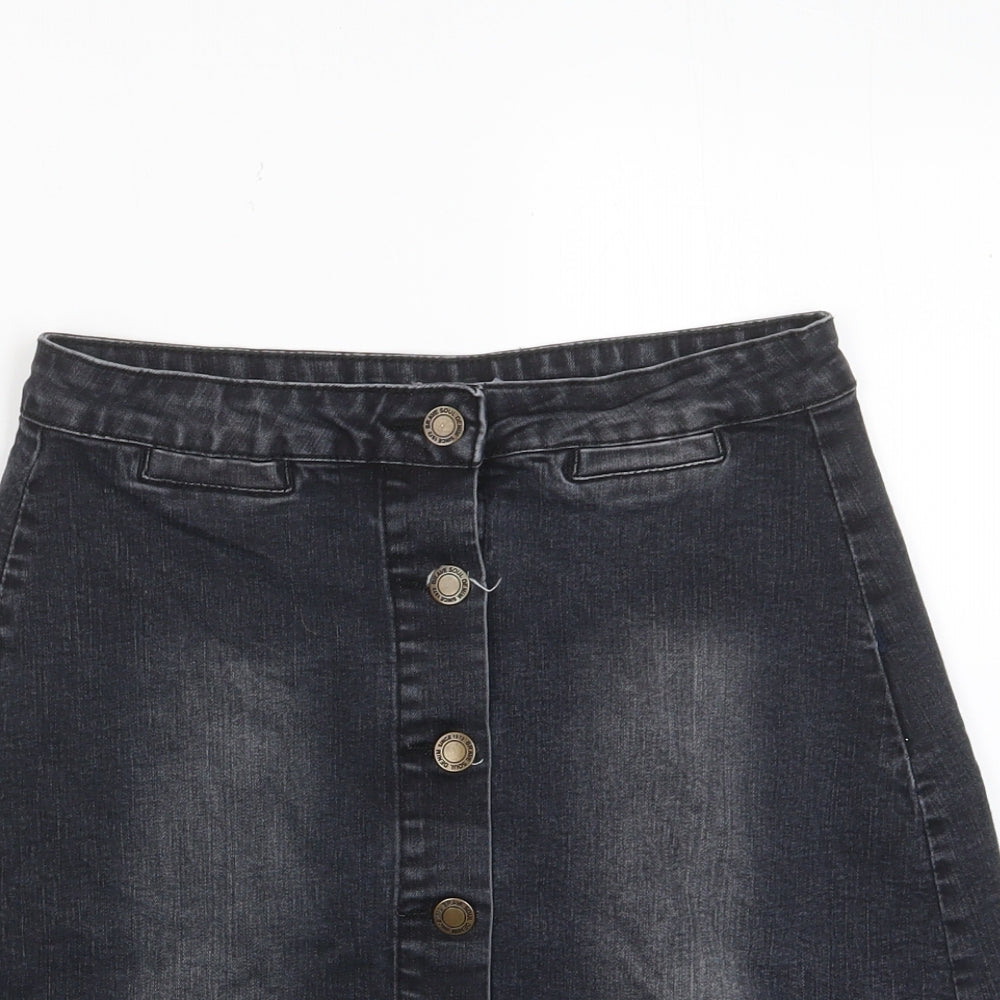 Brave Soul Womens Red Cotton A-Line Skirt Size 10 Button