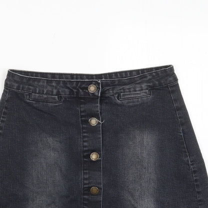 Brave Soul Womens Red Cotton A-Line Skirt Size 10 Button