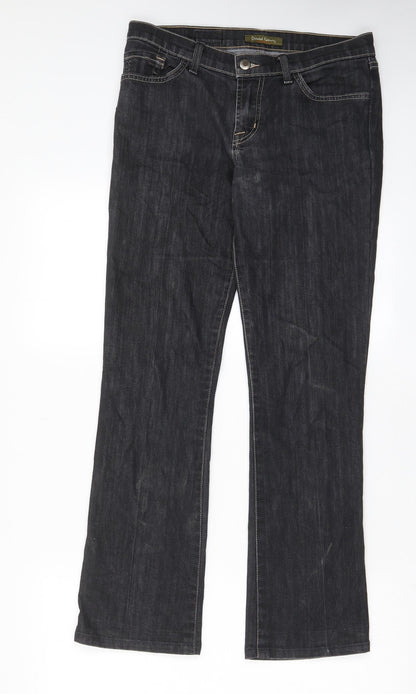 David Kahn Womens Black Cotton Straight Jeans Size 28 in L30 in Regular Zip - Pockets, Belt Loops