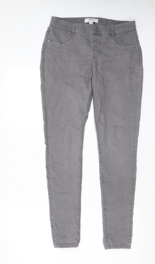 Dorothy Perkins Womens Grey Cotton Skinny Jeans Size 12 L30 in Regular - Elastic waist