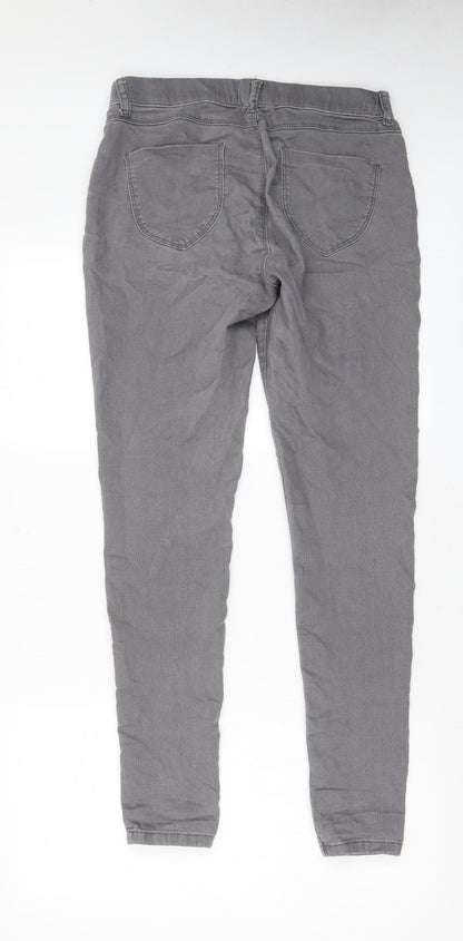 Dorothy Perkins Womens Grey Cotton Skinny Jeans Size 12 L30 in Regular - Elastic waist