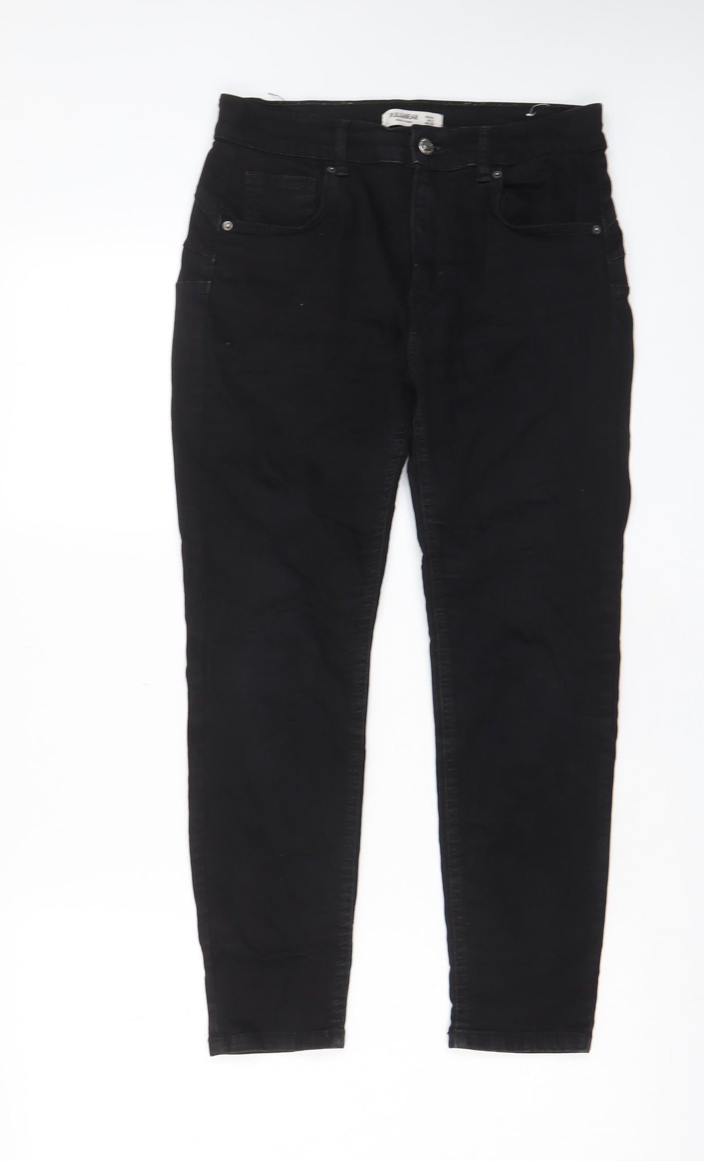 Pull&Bear Womens Black Cotton Skinny Jeans Size 12 L23 in Regular Zip - Pockets, Belt Loops