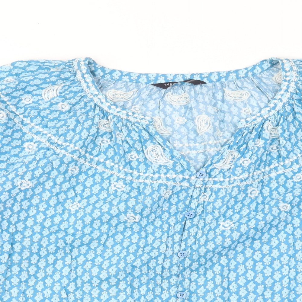 Womens UK Size 8 Marks and Spencer Blue Basic Button-Up