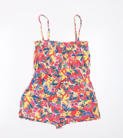 Marks and Spencer Womens Multicoloured Floral Viscose Playsuit One-Piece Size 8 Pullover