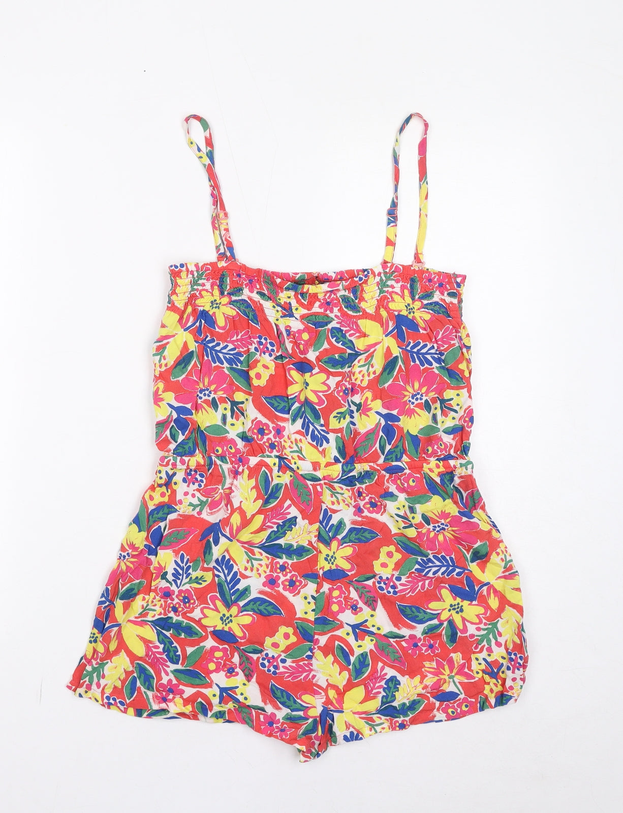 Marks and Spencer Womens Multicoloured Floral Viscose Playsuit One-Piece Size 8 Pullover