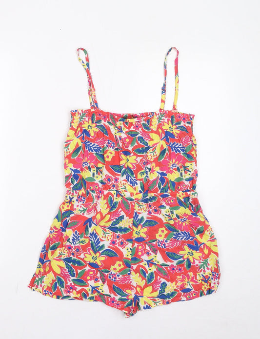 Marks and Spencer Womens Multicoloured Floral Viscose Playsuit One-Piece Size 8 Pullover