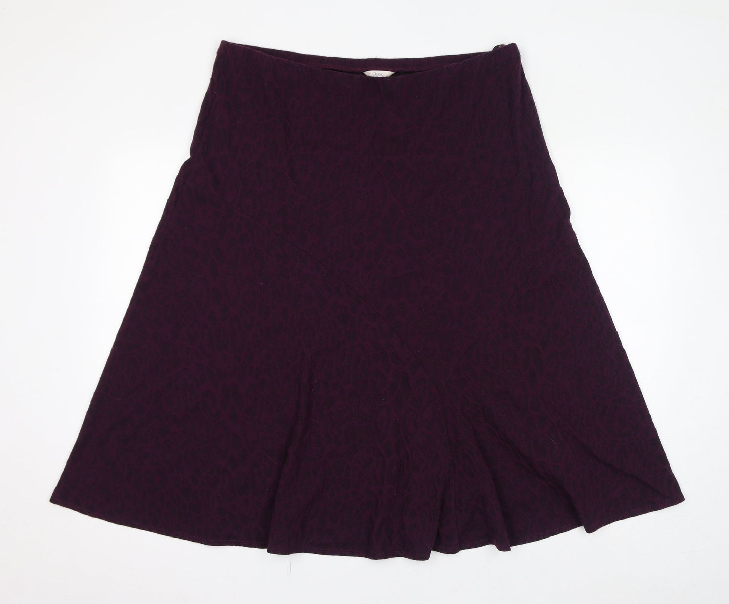 Classic Womens Purple Animal Print Polyester A-Line Skirt Size 18 - Leopard Print