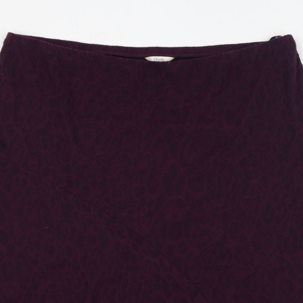 Classic Womens Purple Animal Print Polyester A-Line Skirt Size 18 - Leopard Print
