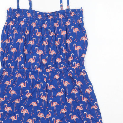 Marks and Spencer Womens Blue Geometric Viscose Playsuit One-Piece Size 8 Pullover - Flamingos