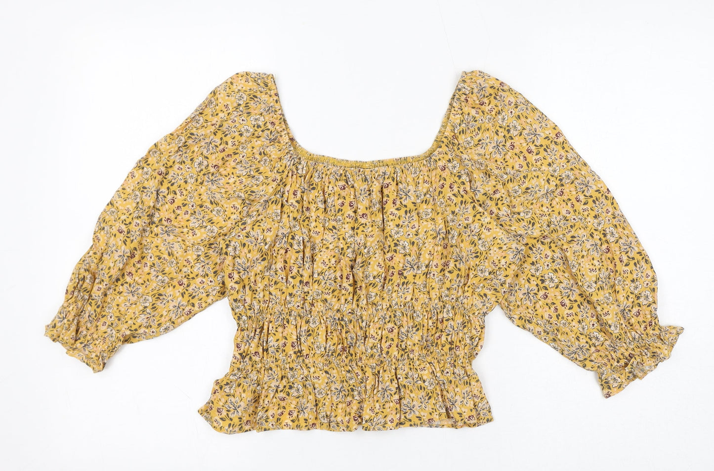 Womens UK Size 12 Nobody's Child Yellow Cropped Blouse
