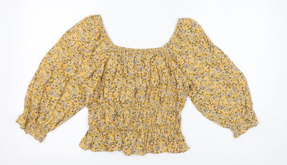 Womens UK Size 12 Nobody's Child Yellow Cropped Blouse