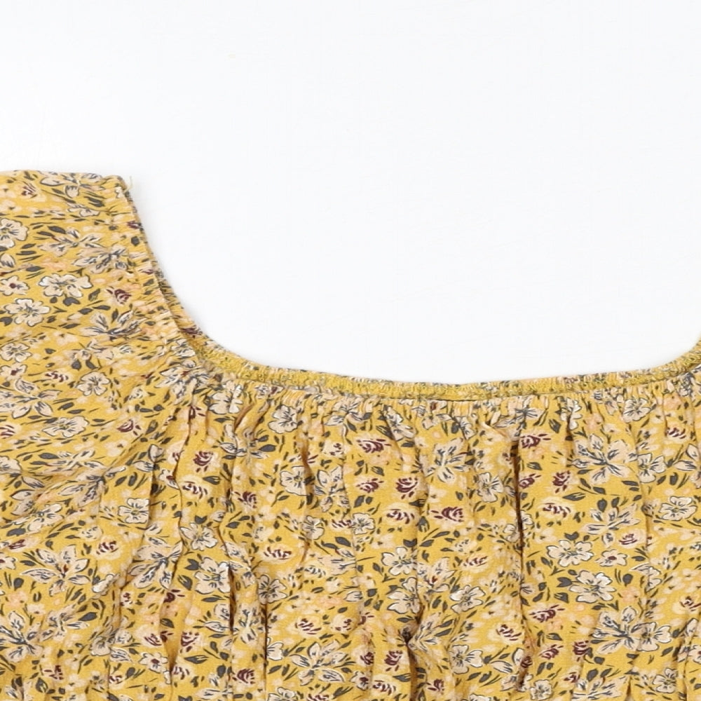 Womens UK Size 12 Nobody's Child Yellow Cropped Blouse