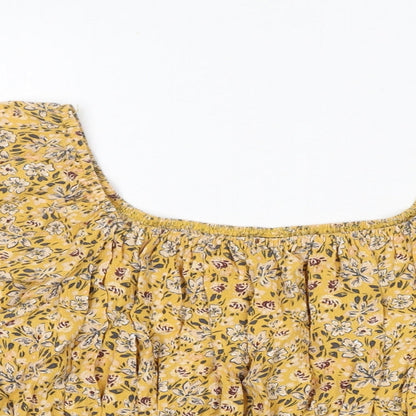 Womens UK Size 12 Nobody's Child Yellow Cropped Blouse