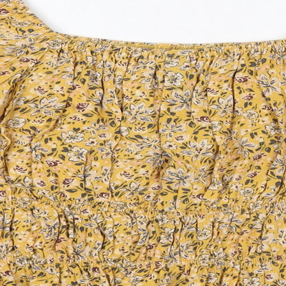 Womens UK Size 12 Nobody's Child Yellow Cropped Blouse
