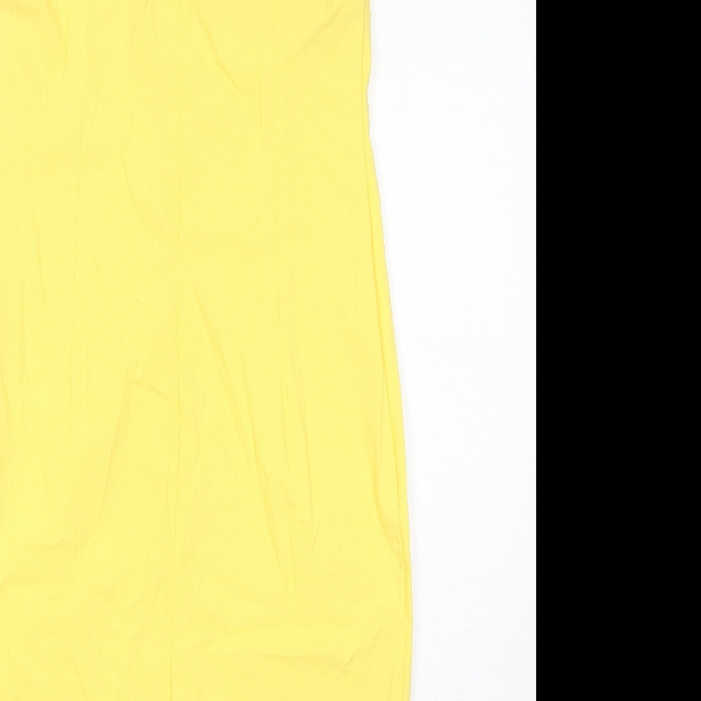 City Godsess Womens Yellow Viscose Shift Size 14 Square Neck Zip - Asymmetric Neckline