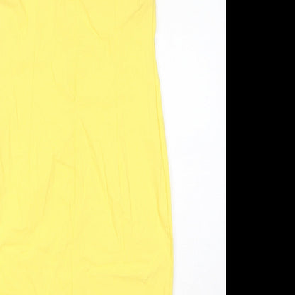 City Godsess Womens Yellow Viscose Shift Size 14 Square Neck Zip - Asymmetric Neckline