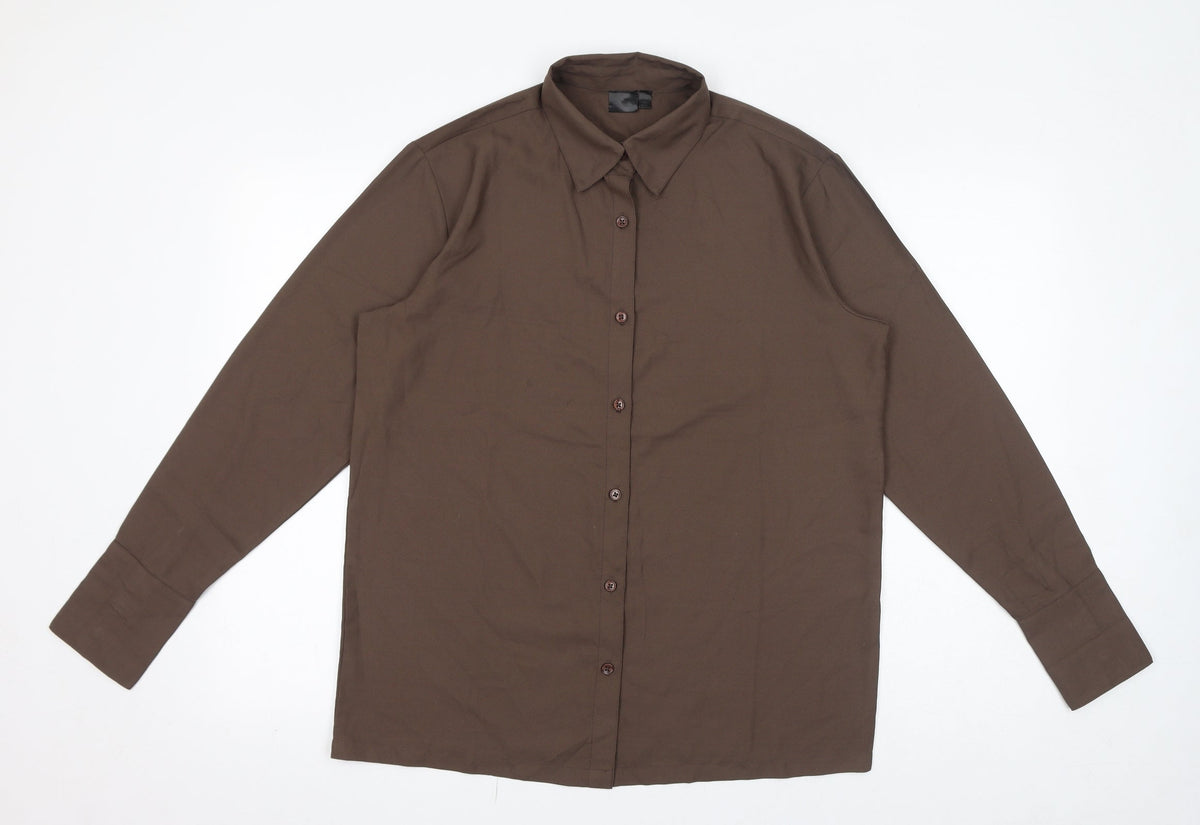 Destello Womens Brown Polyester Basic Button-Up One Size Collared