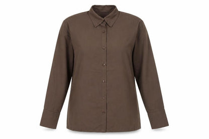 Destello Womens Brown Polyester Basic Button-Up One Size Collared
