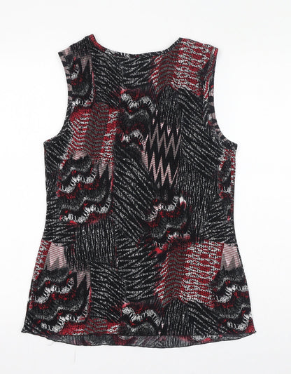 Tradition Womens Red Geometric Polyester Basic Tank Size 6 Round Neck - Size 6-8