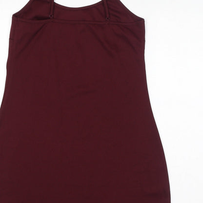 New Look Womens Red Polyester Tank Dress Size 12 Round Neck Pullover