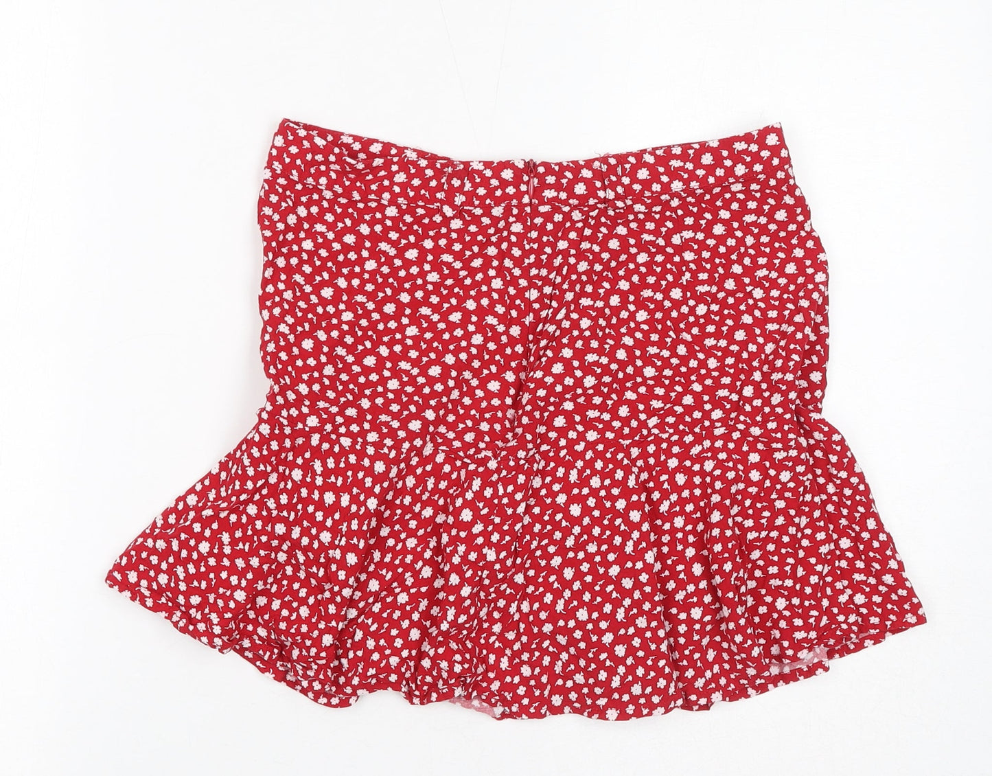 Review Womens Red Floral Viscose Skort Skirt Size S Zip