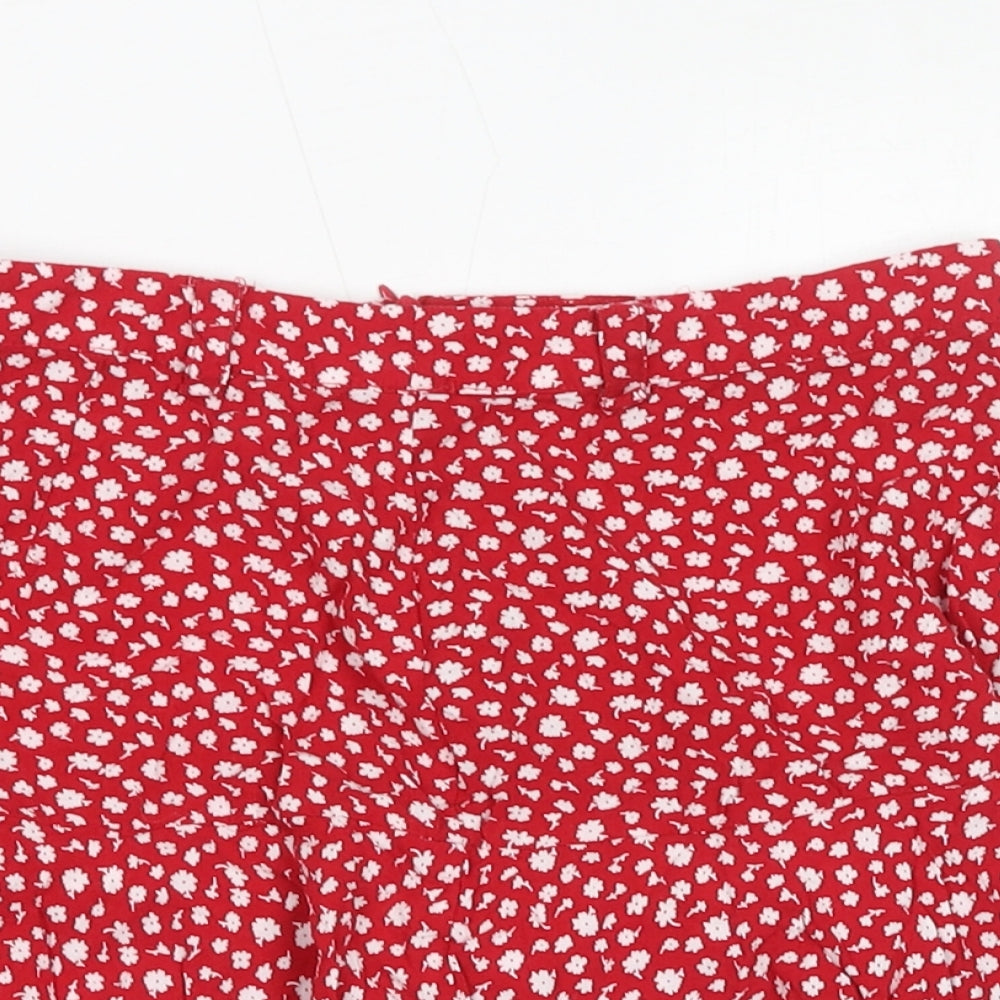 Review Womens Red Floral Viscose Skort Skirt Size S Zip