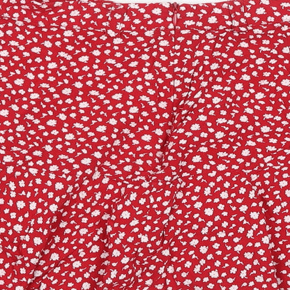 Review Womens Red Floral Viscose Skort Skirt Size S Zip