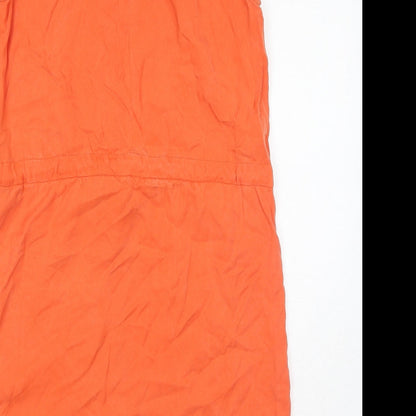 Gap Womens Orange Lyocell Tank Dress Size M Round Neck Button