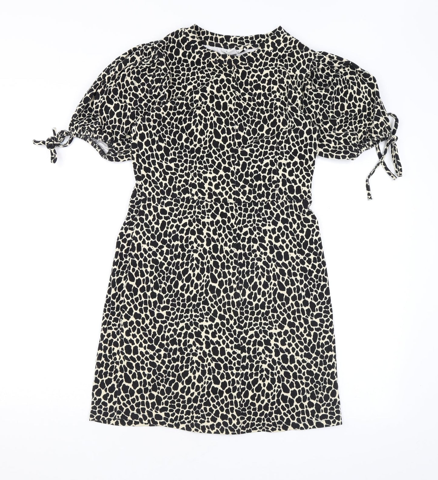 Topshop Womens Beige Animal Print Cotton A-Line Size 6 Round Neck Pullover