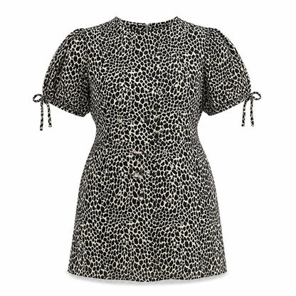 Topshop Womens Beige Animal Print Cotton A-Line Size 6 Round Neck Pullover